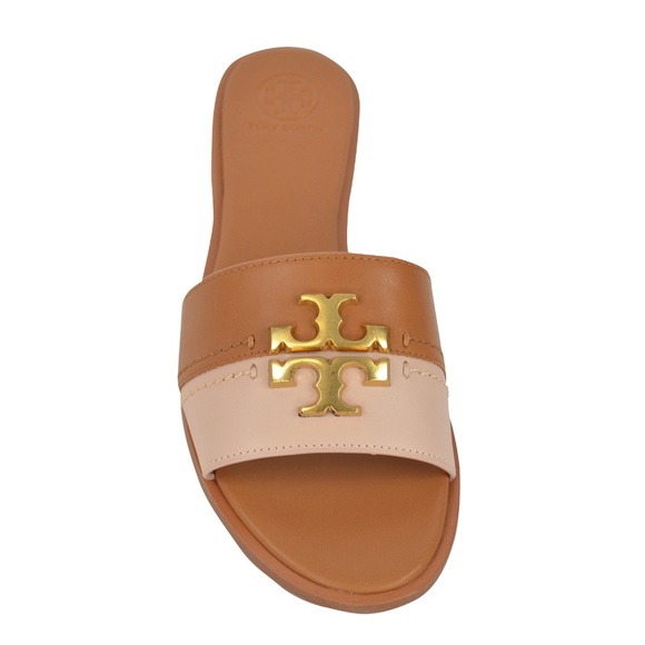 NIB Tory Burch EVERLY Two Tone Slide Sandals Tan - Picture 5 of 7